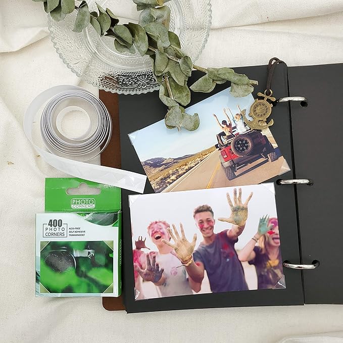 Photo Corners 3 Pack 1200 Pcs Clear Self-Adhesive Picture Mounting Corner Stickers for DIY Scrapbook, Album, Journal, 400 Pcs/Pack, 3 Pack.