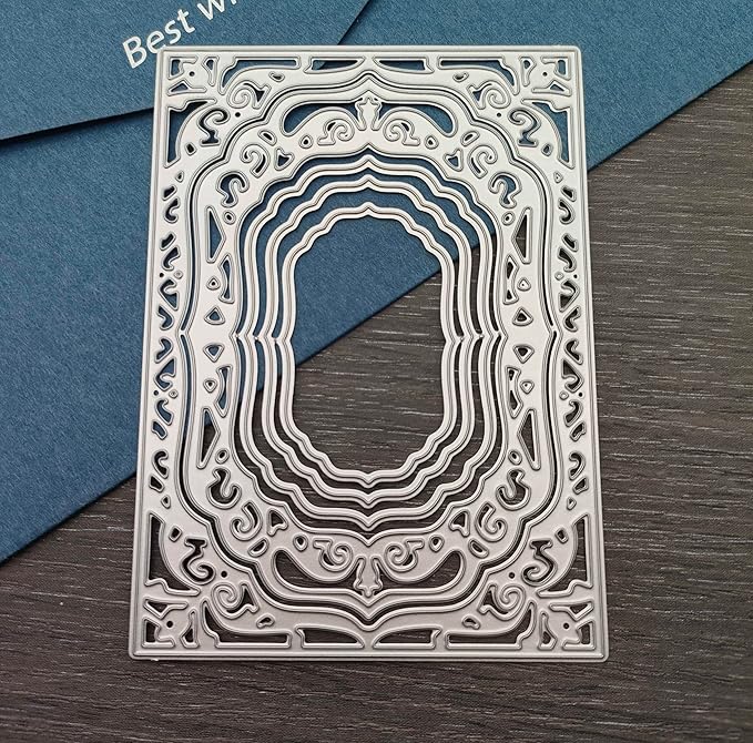 Lace Rectangle Frame Metal Die Cuts,Flower Border Square Frames Layering Label Card Cutting Dies Stencils for Card Making Stencil Embossing Tool Scrapbooking DIY Craft