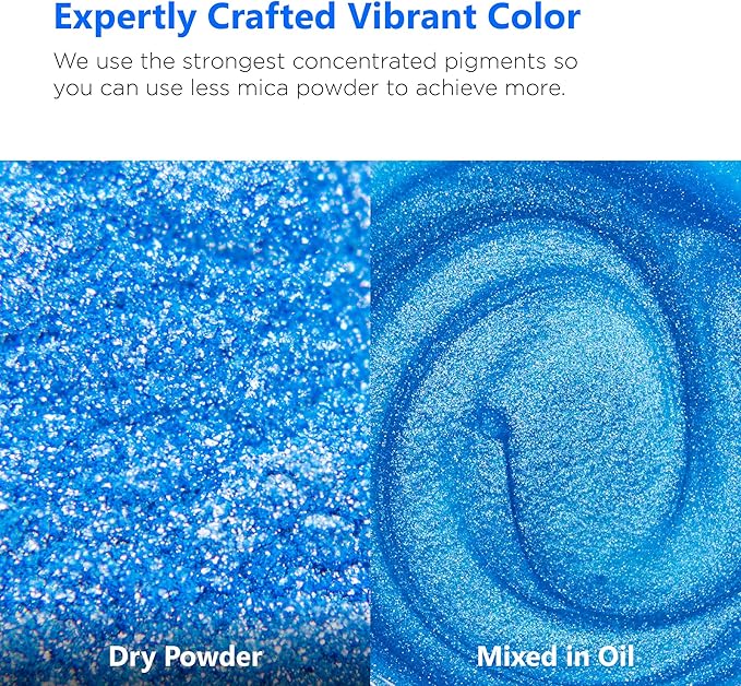 Rolio Premium Mica Powder - Bleu Du France (50G / 1.76oz) - 1 Jar of Blue Pigment Powder for Epoxy Resin, Dye, Soap Making, Nail Polish, Paint, Candle Making, Bath Bombs, Slime
