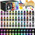 64 PCS Classic & Pastel & Metallic & Glow in the Dark Acrylic Paint Set with 12 Brushes, 2 Knives & Palette, 48 Colors Art Craft Paint for Beginners, Halloween Pumpkin Canvas Ceramic Rock Painting Kit