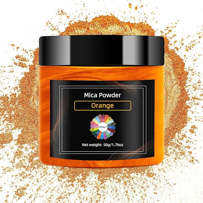 Orange Mica Powder for Epoxy Resin，Natural Shimmer Mica Powder Used for Coloring car Spray Paint, Candles, soap, Eye Shadow, Lip Gloss, Nail Polish(50g/1.7oz)