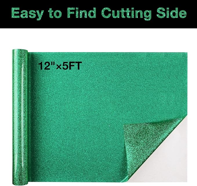 TORC Green Glitter HTV Heat Transfer Vinyl Roll 12 inch x 10 ft Iron on Vinyl for T Shirts Crafts Christmas St. Patrick's Day Decor