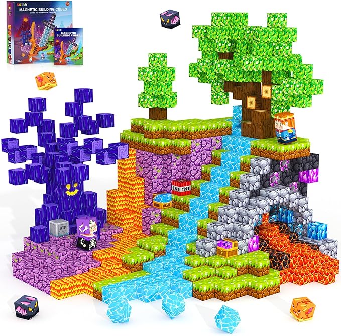 Magnetic Blocks, Kids Magnetic Building Cubes Toys for 3-13 Year Old Boys Girls, Montessori Sensory STEM Toddler Construction Toys Christmas Birthday Party Gifts.
