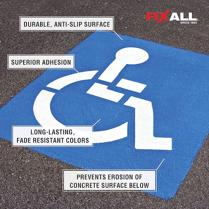 FIXALL Skid Grip Anti-Slip Coating, 1 Gallon, Smoke, Exceeds ADA Standards, Ideal for Safety Areas, Slip-Resistant Pavement, Cement & Concrete Paint