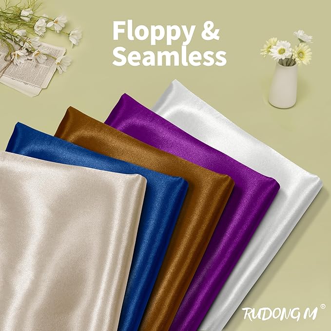 RUDONG M Beige Satin Fabric by The Yard, 3 Yard x 60 Inch Wide Silky Charmeuse Satin Fabric, Soft Satin Fabric for Wedding Decorations, Bridal Dress, Sewing, Accessories, DIY Crafts