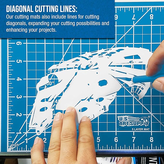 U.S. Art Supply 18" x 24" Self-Healing Cutting Mat 5-Ply (2 Pack) - Double-Sided Pink/Blue Craft Mat, Non-Slip Cutting Mats for Crafts, Sewing, Quilting, Scrapbooking