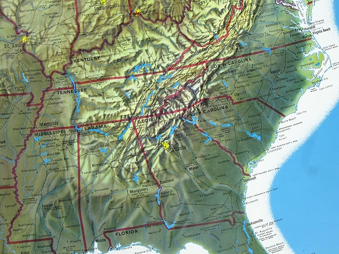 Hubbard Scientific 3D United States Map | A True Raised Relief Map - You Can Feel the Terrain | Vacuum-formed Molded | 34.5″ x 22″ | Detailed Topography
