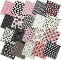 Ganeen 60 Pcs 10 x 10 Inch Pink Halloween Quilting Fabric Squares Vintage Pink Ghost Fat Patchwork Precut Strips Retro Pumpkin Skull Fabric Bundles for Holiday DIY Craft Sewing Quilt Material Handmade