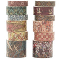 12 Rolls Kyoto Charm Washi Tape Set Japanese Arts Adhesive Tapes Geometric Garden Decorative Masking Tape Sets for Craft, Kids, Scrapbook, DIY, Gift Wrapping (Crimson Fields)