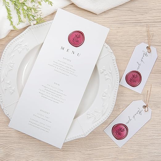 PONATIA Burgundy Wax Seal Stickers - 50 Pcs Self-Adhesive Envelopes Wax Seals for Wedding Invitations, Party Invitations, Gift Wrapping, Wine Bottle Decor