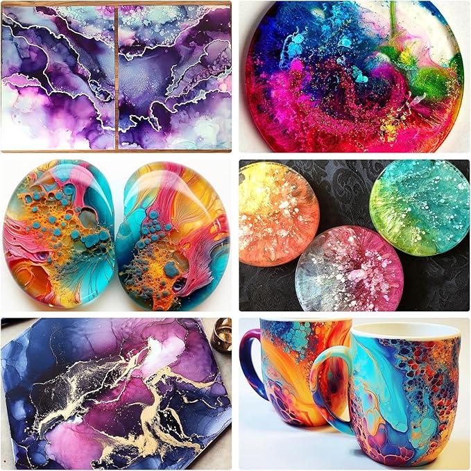 Alcohol Ink Set - 36 Bottles Vibrant Colors High Concentrated Alcohol-Based Ink, Concentrated Epoxy Resin Paint Colour Dye Great for Resin Petri Dish, Coaster, Painting, Tumbler Cup Making(10ml Each)