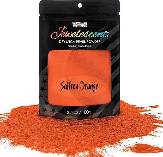U.S. Art Supply Jewelescent Mica Pearl Pigment Powder, Saffron Orage 3.5 oz (100g) Pouch - Cosmetic Grade, Epoxy Resin Color Pigment, Mica Powder for Resin, Soap, Slime, Candle Dye, Art, Crafts