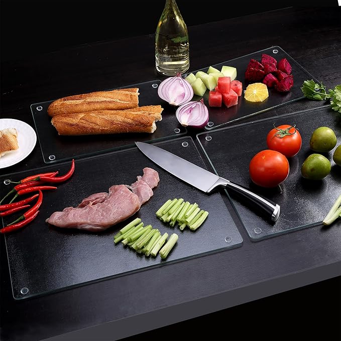 Murrey Home Glass Cutting Board for Kitchen Counter, Tempered Glass Chopping Boards Dishwasher Safe, Small Clear Countertop Tray, Scratch Resistant, Heat Resistant, Non Toxic, Frosted, 24"x18"