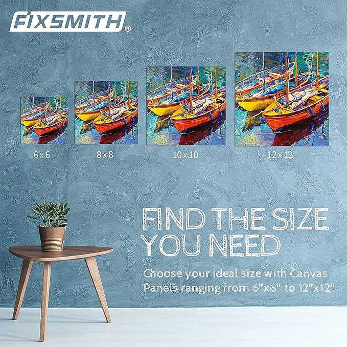 FIXSMITH Painting Canvas Panel Boards -Art Canvas,24 Pack Small Square Canvases,Primed Canvas Panels,100% Cotton,Acid Free,Artist Canvas Board for Hobby Painters,Students & Kids (White, 6"x6")