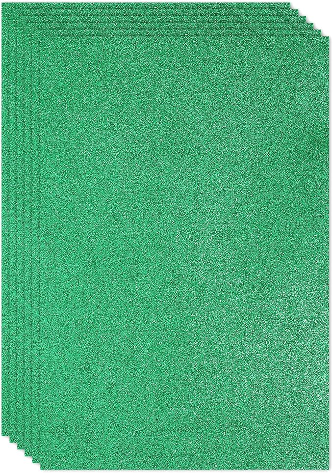 PATIKIL 2mm(1/10") Thick Non Adhesive Glitter Foam Sheet 16x24inch(40x60cm) Dark Green, EVA Shiny Foam Board for Craft, 6 Pcs