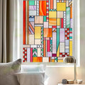 3D Stained Glass Window Privacy Film, Heat Control UV Blocking Static Cling Decorative Window Film for Bathroom,Front Door,Home Non Adhesive,23.6 x 35.4 inches Autumn Reverie