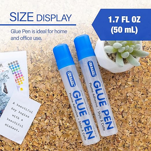 BAZIC Products Washable Glue Pen 1.7 Oz. (50 mL), Liquid Clear Glues Bond Adhesive for Art Crafts Project at School Home Office (2/Pack), 2-Pack