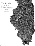 Muir Way Hydrological River Map of Illinois - Watershed Topographic Wall Art for Home, Office, or Travel Decor - Unframed Flat Paper Print, 18x24