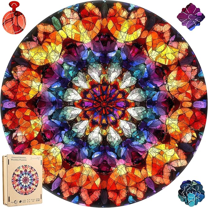 Puzzles for Adults Crystal Mandela Wooden Puzzles, 200 Pieces Unique Shaped Liberty Jigsaw Puzzles, Creative Toys for Adults and Kids, Fun Challenge Family Game 11.2'' x 11.2''