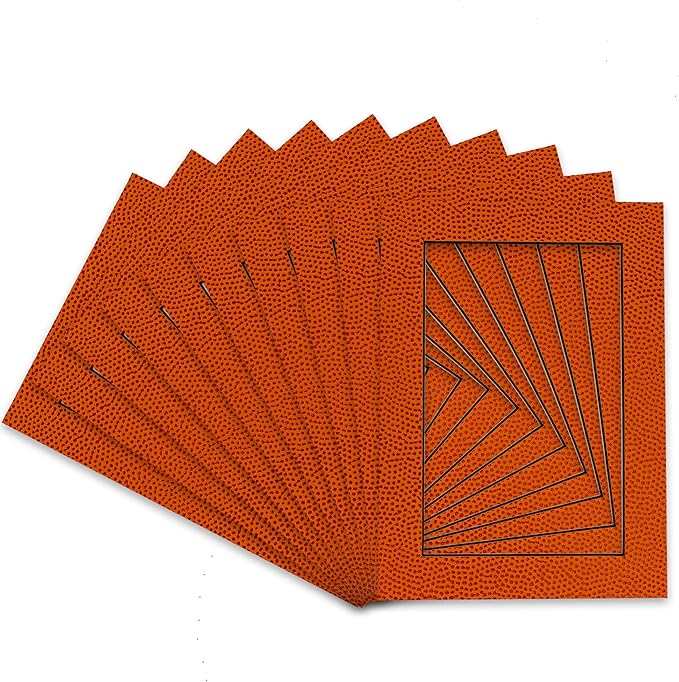 Pack of 25 Acid Free 11x14 Mats Bevel Cut for 8.5x11 Photos - Basketball Texture Precut Matboards With Backing Boards and Clear Photo Mat Bags For Pictures, Photos, Framing - 4-ply Thickness