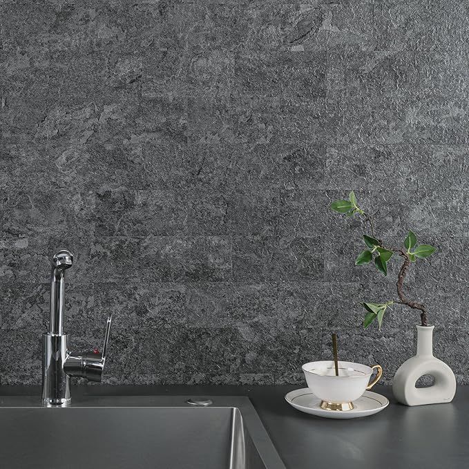 100 Pieces Peel and Stick Backsplash for Kitchen, 3" x 6" PVC Subway Tile 2026 Upgraded Gray Concrete Stone Backsplash Stick on Tile Elevate Kitchen Fireplace RV