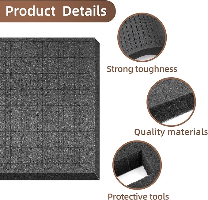 DECOHS 4 Pcs Pick and Pluck Foam- 16 x 12 x 2 Inch Pick Apart Foam Insert- Pluck Pre Cube Sheet Foams with Bottom Use for Board Game Box Cases Storage Drawer