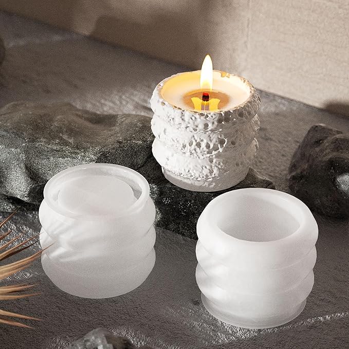 Cylinder Molds Silicone Wave Spiral Candle Mold - Silicone Resin Casting Molds for Candle & Resin & Soap Craft Supplies (xre-bottle-3912)