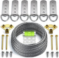 Heavy Duty Picture Wire Hanging Kit - D-Ring, Screws, Hanging Hooks,Level. Supports up to 100 lbs 50+ Feet (15.25M) Stainless Steel Wire Hanger