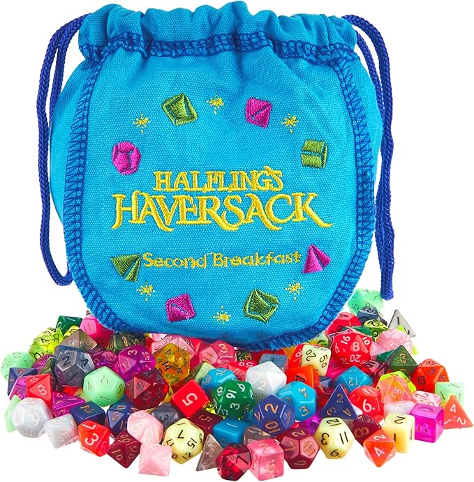 Wiz Dice Halfling's Haversack: Second Breakfast 10mm Miniature Polyhedral Dice (140-pack) 20 Sets of 7 Mini D&D Dice