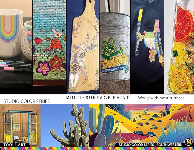 28 Southwestern Colors Acrylic Paint Pens Studio Color Series Markers Set 0.7mm Extra Fine Tip, Rock Painting, Glass, Mugs, Wood, Metal, Canvas, DIY, Detailing. Non Toxic, Waterbased, Quick Drying