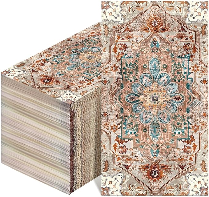 Yeaqee 100 Pcs Vintage Boho Napkins Paper Guest Towels 2 Ply Decoupage Napkins Disposable Decorative Hand Towel for Bathroom Kitchen Fall Wedding Party Dinner(Brick Red and Dark Blue)