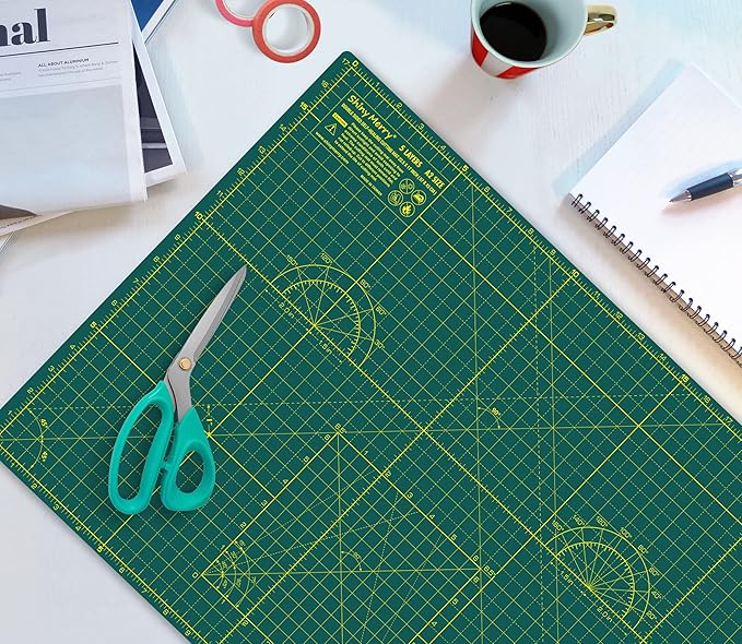 Self Healing Cutting Mat A2 18"x24" – Double Sided 5-Ply Craft Mat for Sewing, Quilting, Fabric, Scrapbooking – Green/Green