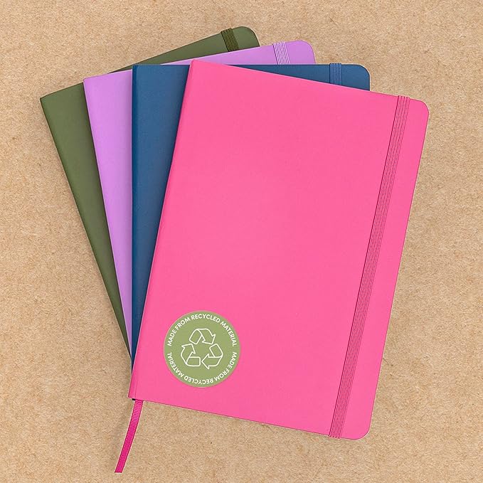 PAPERAGE Recycled Lined Journal Notebook, (Lilac), 160 Pages, Medium 5.6 in x 8 in - 100 GSM Thick Paper – College Ruled, Hardcover Journaling Notebook for Work, School & Note Taking