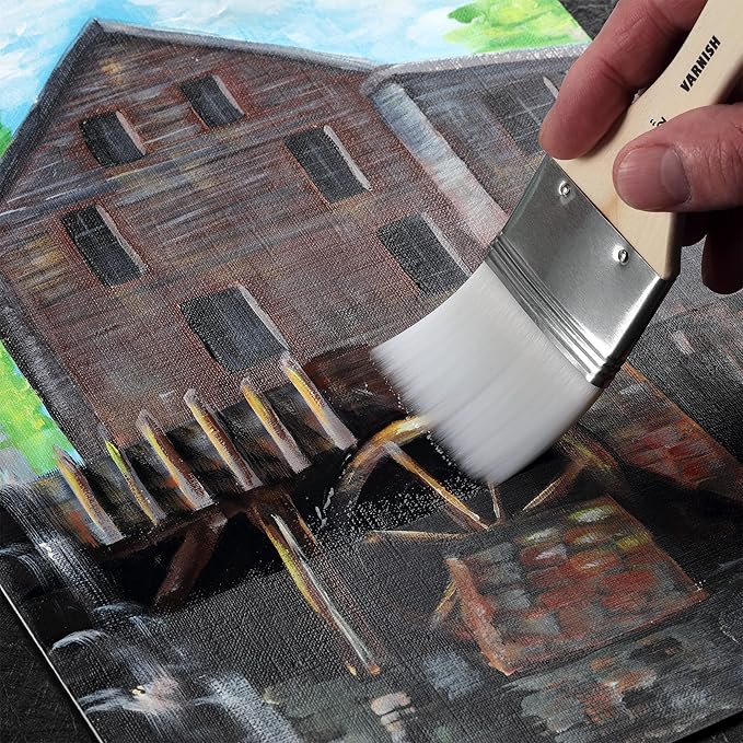Jerry's Artarama InstaVar™ Gloss Picture Varnish & Varnish Brush Sets - Perfect for Varnish Paintings, Artists, Professionals, Restoration, & More! - 33.8oz Bottle w/ Set of 6 Brushes