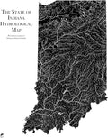Muir Way Hydrological River Map of Indiana - Watershed Topographic Wall Art for Home, Office, or Travel Decor - Unframed Flat Paper Print, 18x24