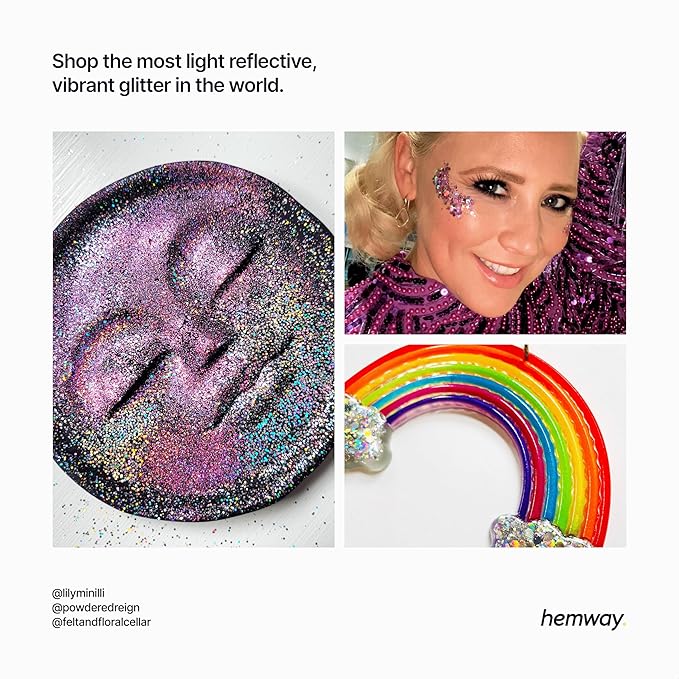 Hemway Polyurethane & Epoxy Resin Glitter 100g / 3.5oz Metallic Crystal Flake Additive for Flooring Jewelry Tumblers Glass Pigment - Fine (1/64" 0.015" 0.4mm) - Fluorescent Purple