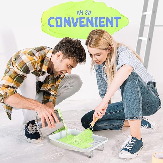 Paint Tray Liners, 1-Qt. Paint Capacity, Overlapping Edges, Fits 9” Metal Paint Trays, Dotted Ramp for Easy Rolling, (20)