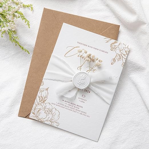 PONATIA White Wax Seal Stickers - 50 Pcs Self- Adhesive Wedding Invitation Seal Stickers, Perfect for Invitations, Envelopes Christmas Cards, Gift Wrapping, Party Menu Decor