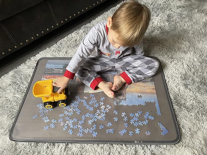 Kidoodler Jigsaw Puzzle Board with Cover & Sorting Trays | 33x22 Portable Puzzle Mat for 1000 pcs with 4 Foldable Sorting Trays | 4mm Reinforced Hardboard | Non-Slip Surface | Purple