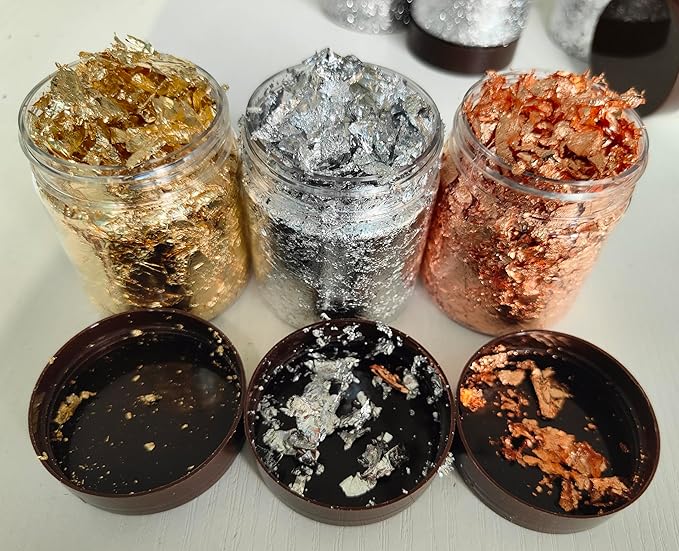 Gilding Flakes,Gold Foil Flakes for Resin,Blue Red Purple Pink Metallic Foil Flakes for Resin Jewelry Making,Nails,Painting Art,Crafts and Slime (Copper)