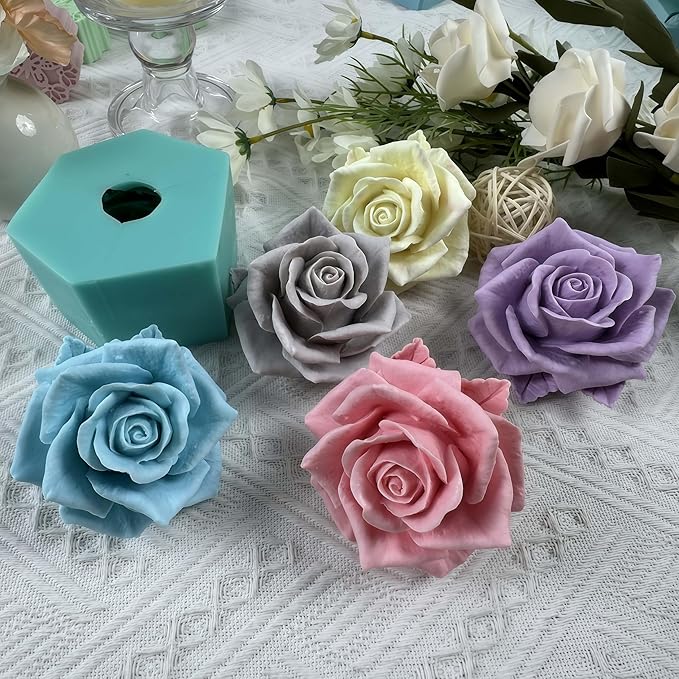 Bloom Rose Flower 3D Silicone Mold for Resin Flower Soap Candle Making DIY Molds Wedding Cake Mold Epoxy Decorating Craft Mould Baking Tools