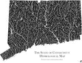 Muir Way Hydrological River Map of Connecticut - Watershed Topographic Wall Art for Home, Office, or Travel Decor - Unframed Flat Paper Print, 18x24