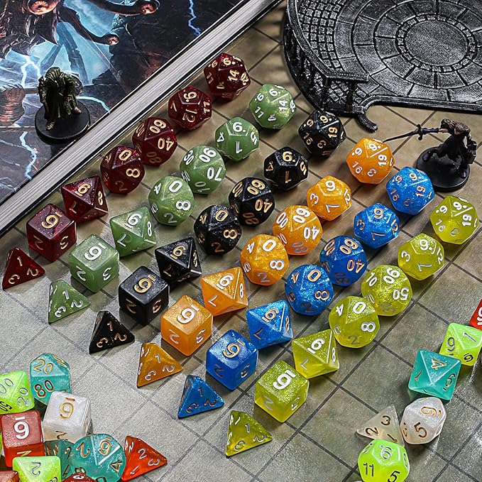 CiaraQ DND dice Set 10x7 Polyhedral Dice (70 pcs) for Dungeons and Dragons RPG MTG Role Playing Table Games with 1 Drawstring Bag