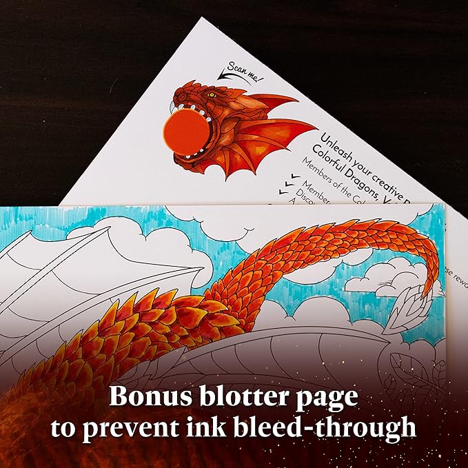 ColorIt Colorful Dragons Adult Coloring Book for Women, Volume II - 50 Single-Sided Designs, Thick Smooth Paper, Lay Flat Hardback Covers, Spiral Bound, Dragon Coloring Pages