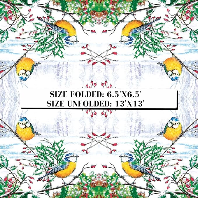 20-ct 13x13 Christmas Paper Decoupage Napkins, 3-Ply Servilletas Tissue Napkin for Dinner and Parties, Disposable Napkins (Winter Tits)