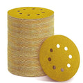 150PCS Gold Sanding Discs Set, 5-Inch 8-Hole Sandpaper for Random Orbital Sander, Including 60,80,120,150,240,320,400 Grit, for Automotive or Woodworking