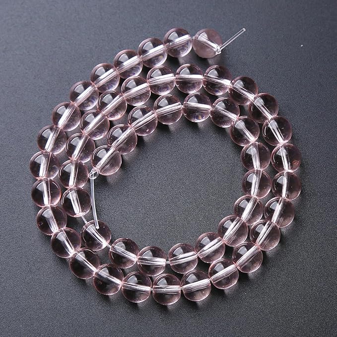 45pcs 8mm Pink Crystal Glass Beads Round Loose Spacer Beads for Jewelry Making DIY Bracelet Necklace Healing Power Stone Beads (Pink Crystal Glass, 8mm)