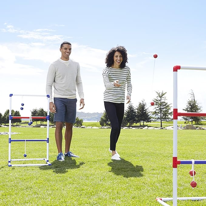 Amazon Basics Ladder Toss Game Set, Red/Blue