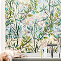 NINETREX Stained Glass Window Film 3D Decorative Cling, Sun Blocking Static Cling Removable Film for Glass Door, Home Decor Window Cover Non-Adhesive 23.6 x 78.7 inches, Leaf