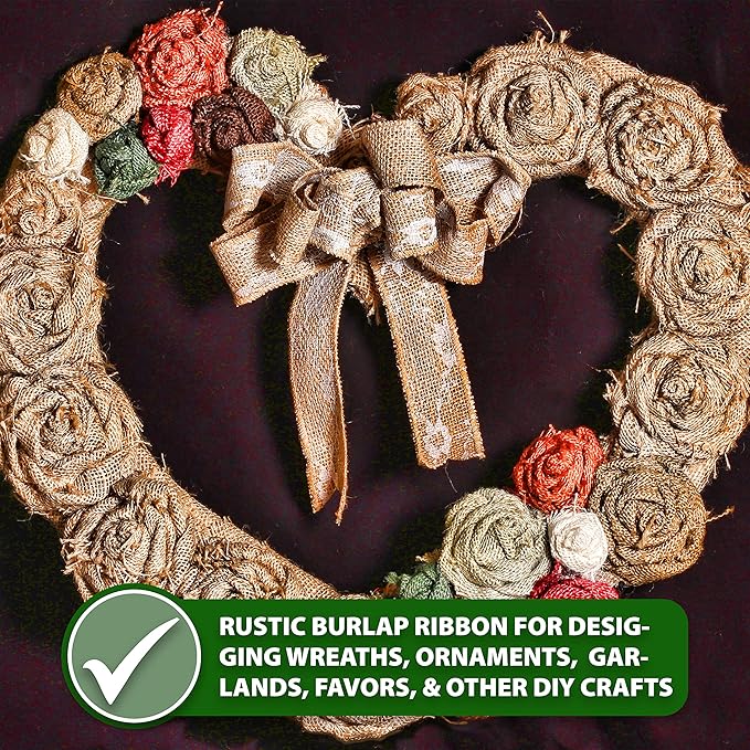 Mandala Crafts Red Burlap Ribbon 2 Inches Wide Jute Ribbons for Crafts - 20 Yds Roll Rustic Burlap Wrap Trim Ribbons for Wreaths Bows Wedding Party Decoration